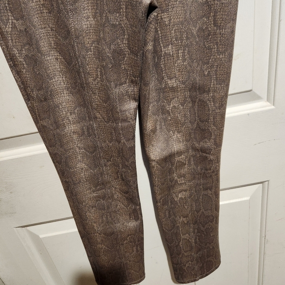Anthropologie Metallic Snakeskin Moto Metallic Scuba Leggings Pants Size 29 - Picture 12 of 12